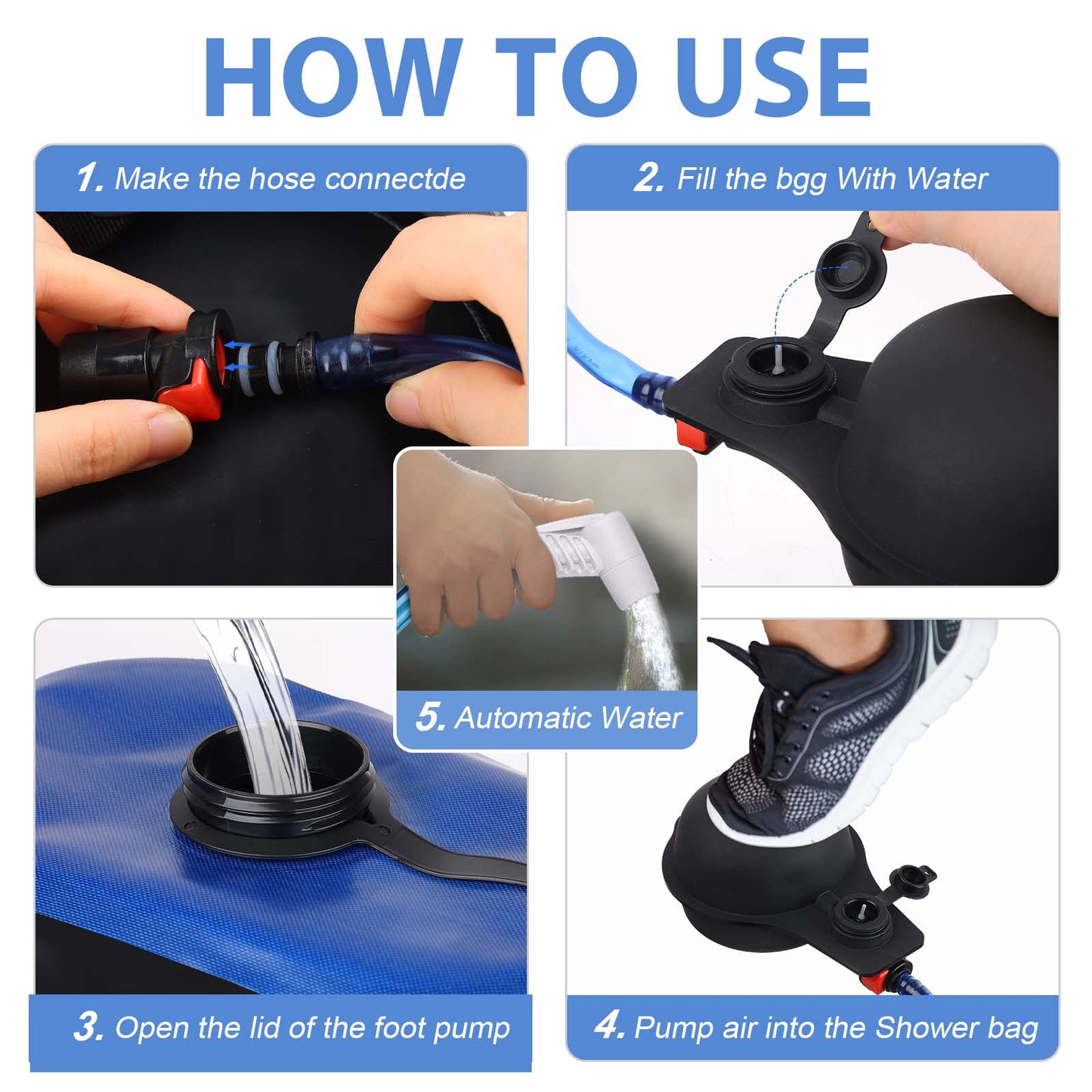 Zyxformis 12L/20L Camping Shower Bag – Portable TPU with Pump & Nozzle