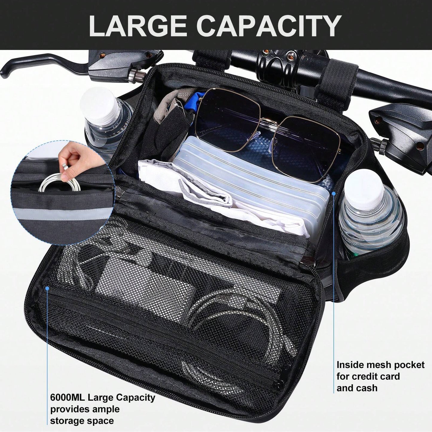 Zyxformis Bike Handlebar Bag – Large Waterproof Cycling Pouch