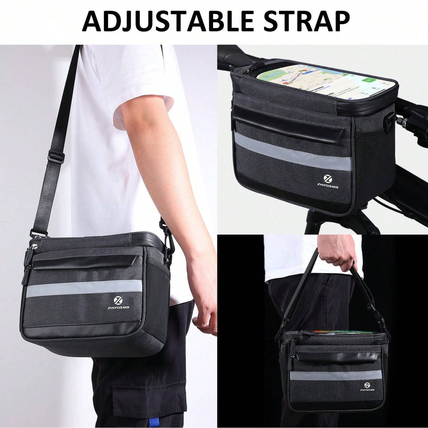 Zyxformis Bike Handlebar Bag – Large Waterproof Cycling Pouch