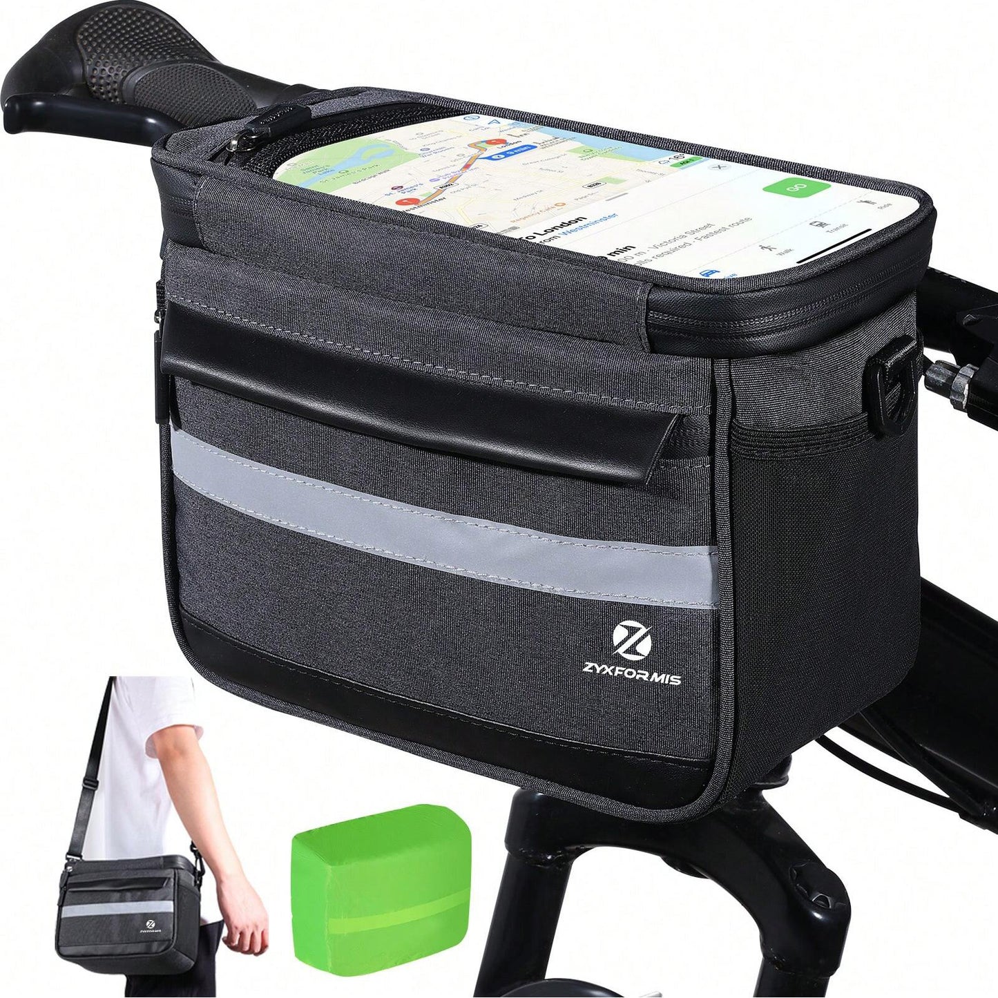Zyxformis Bike Handlebar Bag – Large Waterproof Cycling Pouch