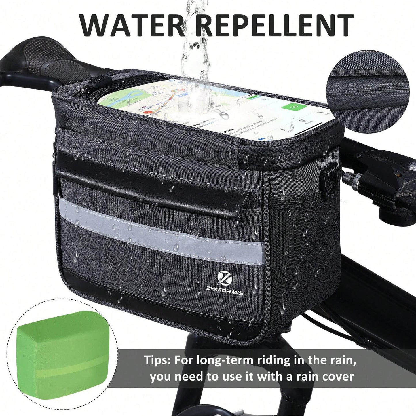 Zyxformis Bike Handlebar Bag – Large Waterproof Cycling Pouch