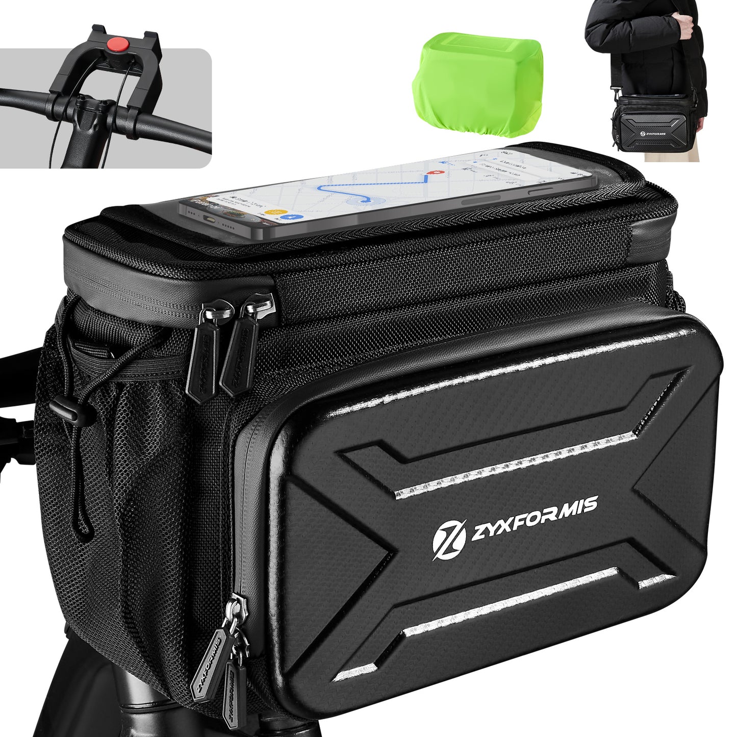 Zyxformis Bike Handlebar Bag – Phone Pouch with TPU Touch