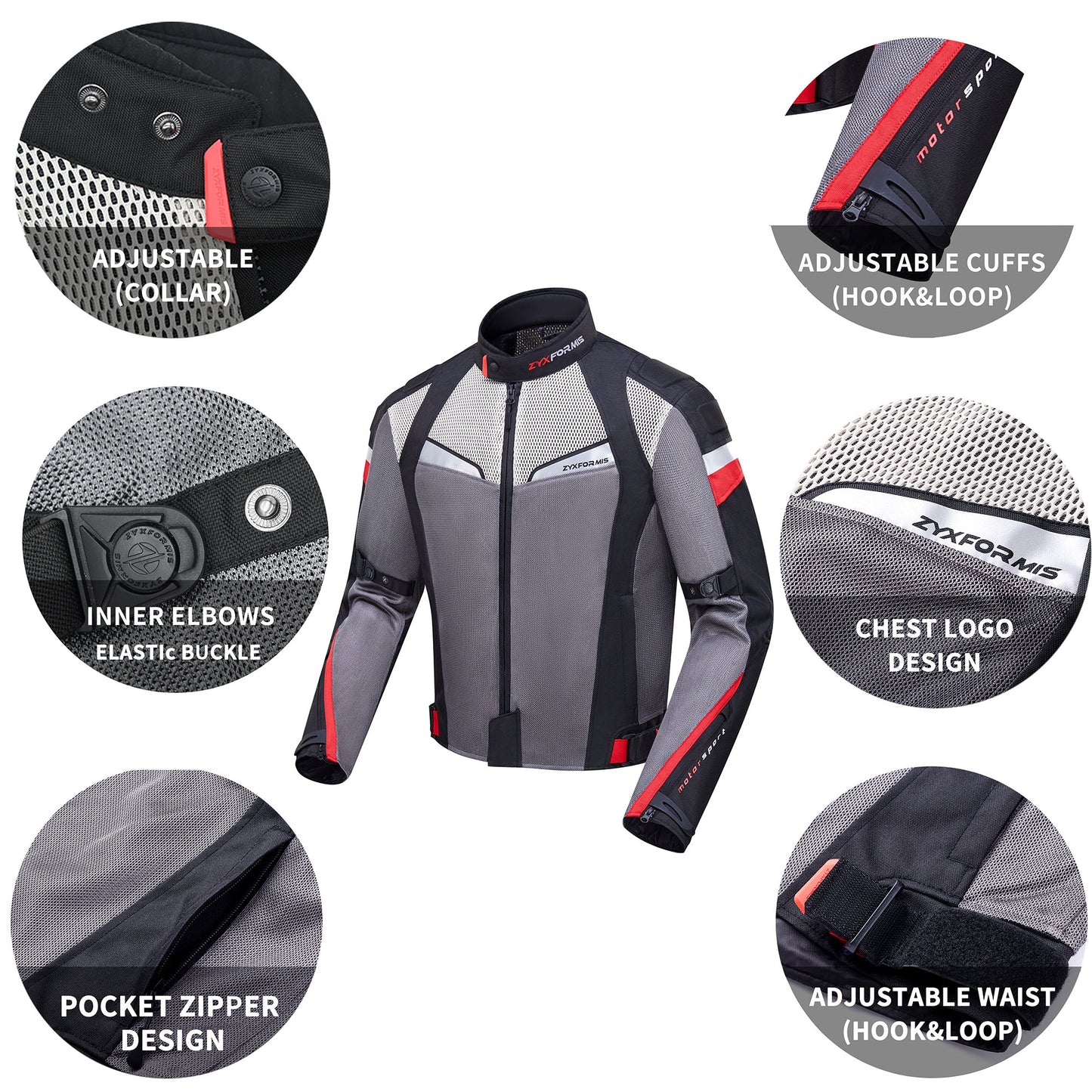 Zyxformis Motorcycle Jacket – Summer Mesh Riding Jacket with CE Armor