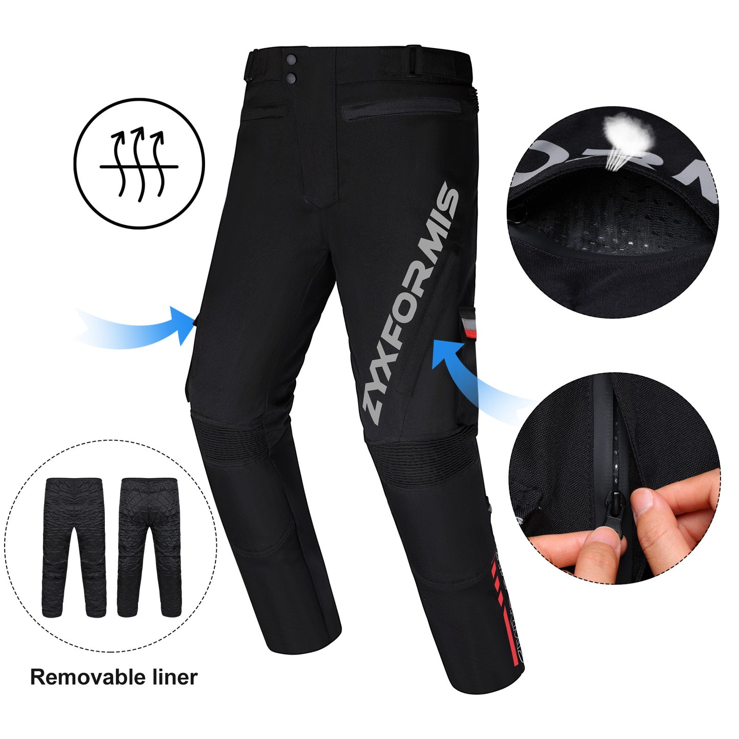 Zyxformis Men's Motorcycle Pants – CE Armor, All-Season Riding Gear