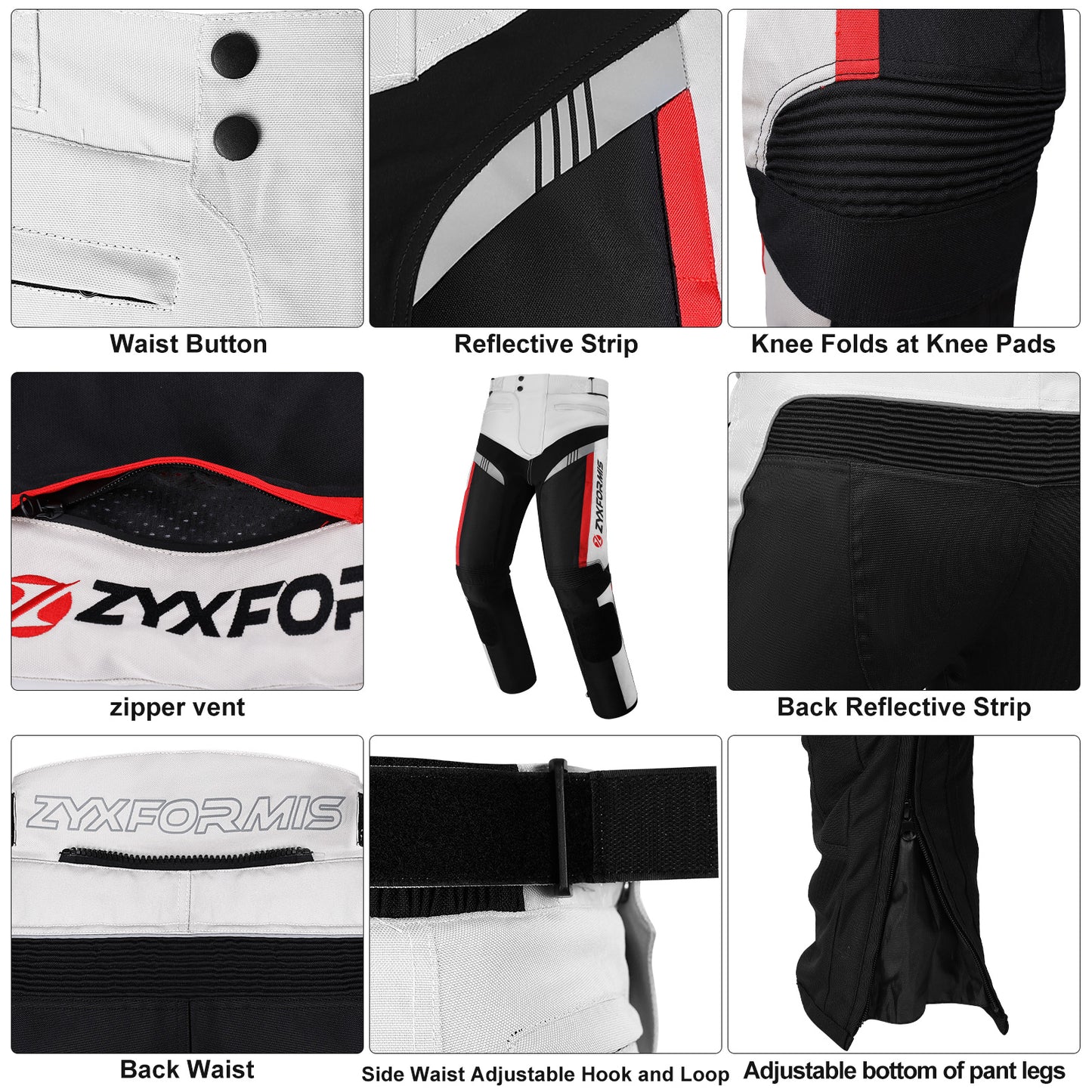 Zyxformis Men's Motorcycle Pants – CE Armor, All-Season Riding Gear