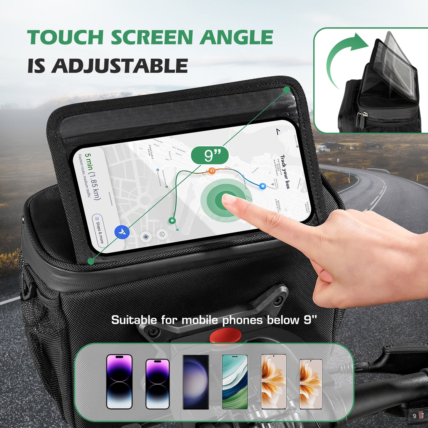 Zyxformis Bike Handlebar Bag – Phone Pouch with TPU Touch
