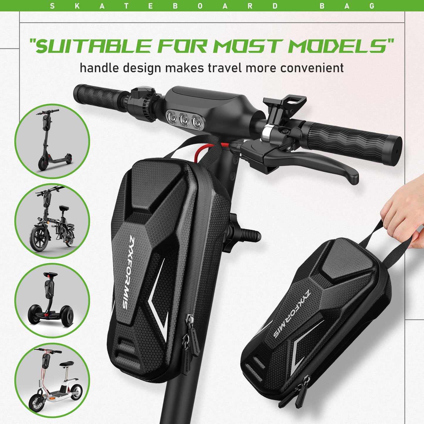Zyxformis 2L Water-Resistant Multifunctional Scooter Bag – Fits Electric Scooters