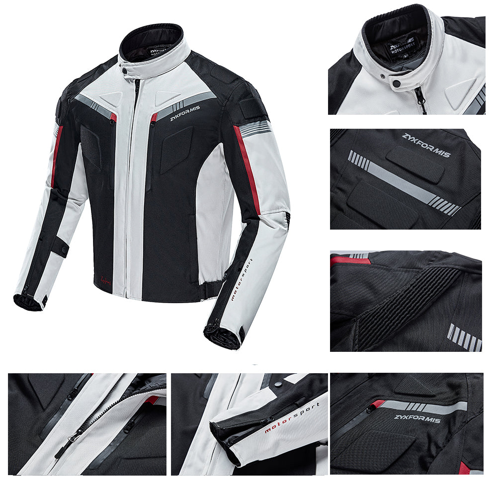 Zyxformis Men's Motorcycle Jacket – Waterproof, Windproof with CE Armor
