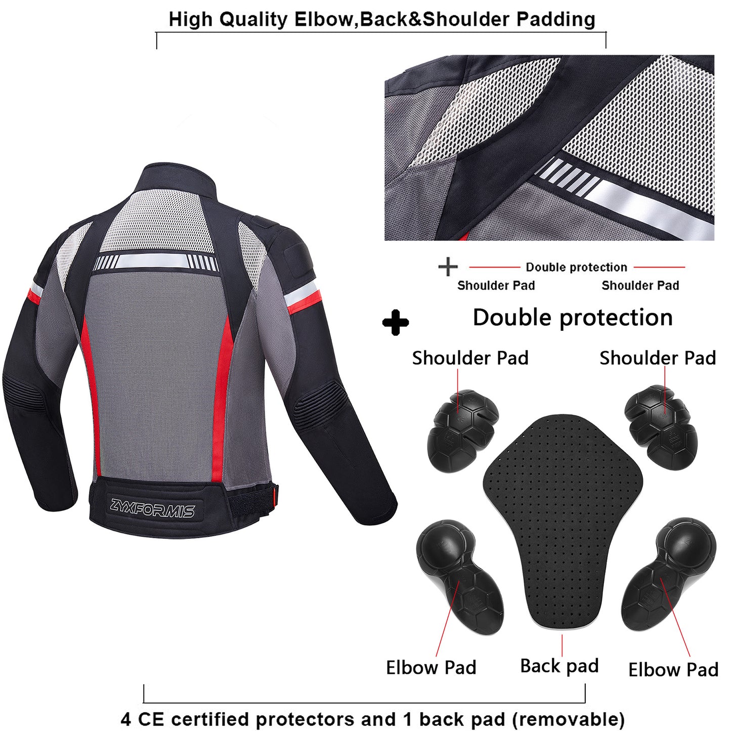 Zyxformis Motorcycle Jacket – Summer Mesh Riding Jacket with CE Armor