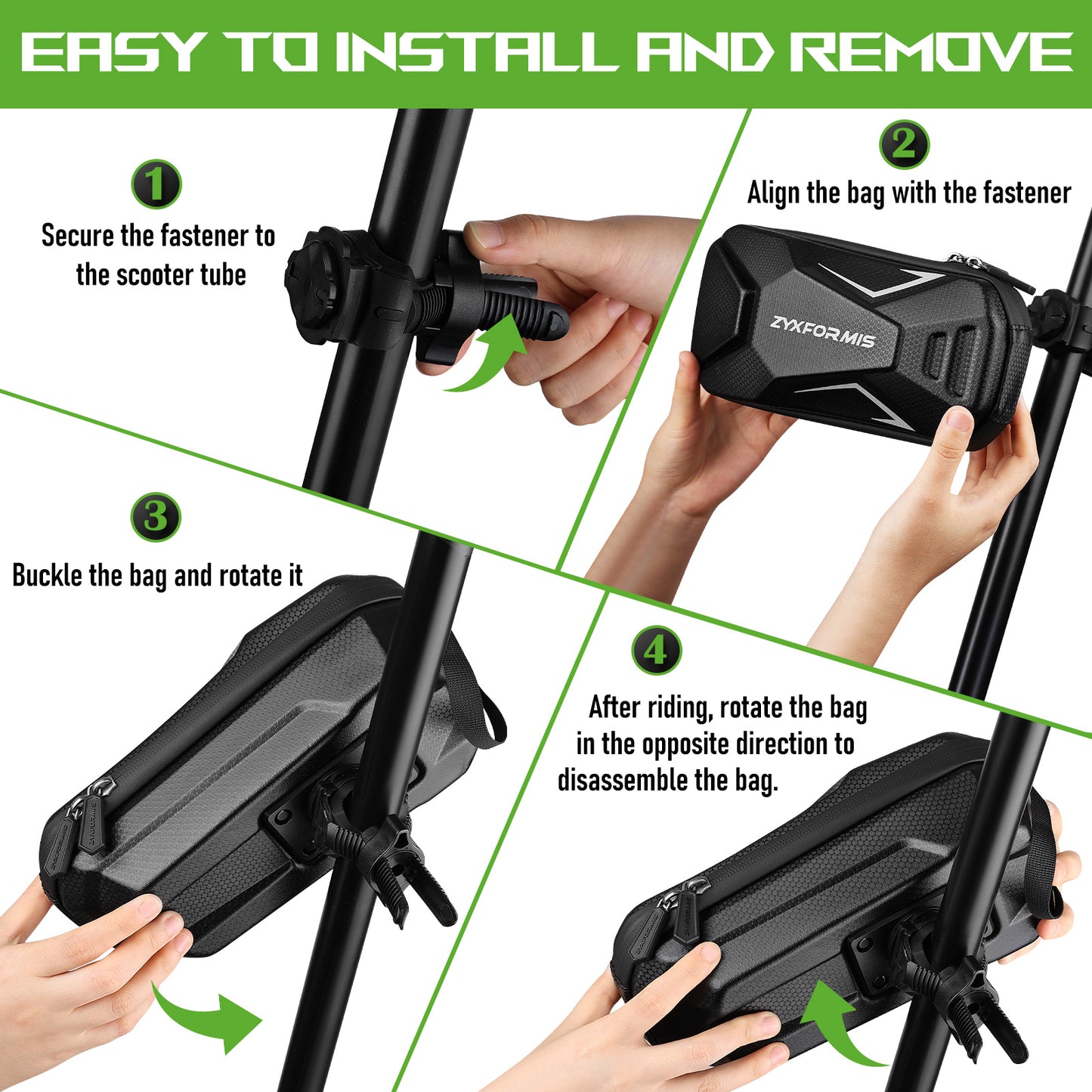 Zyxformis 2L Water-Resistant Multifunctional Scooter Bag – Fits Electric Scooters