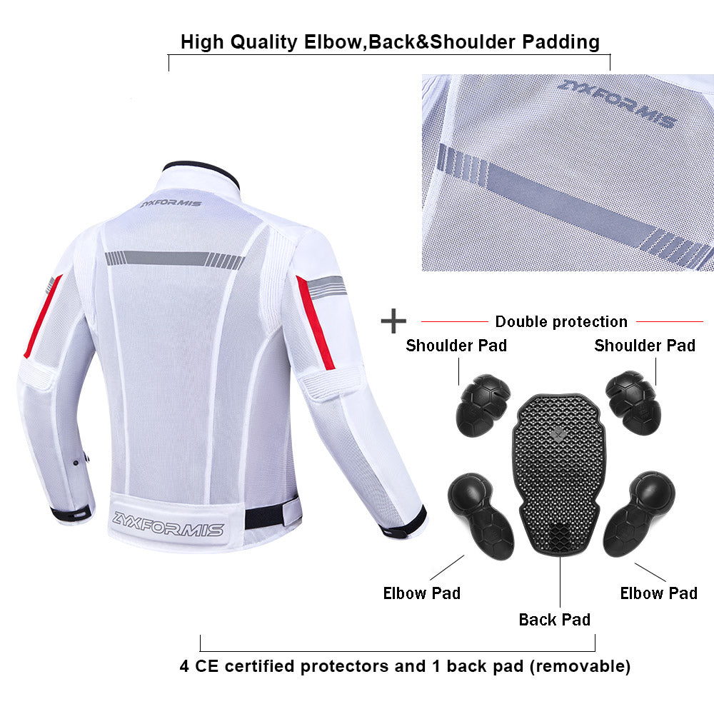 Zyxformis Summer Motorcycle Jacket – Summer Mesh, Reflective Design, CE Armor