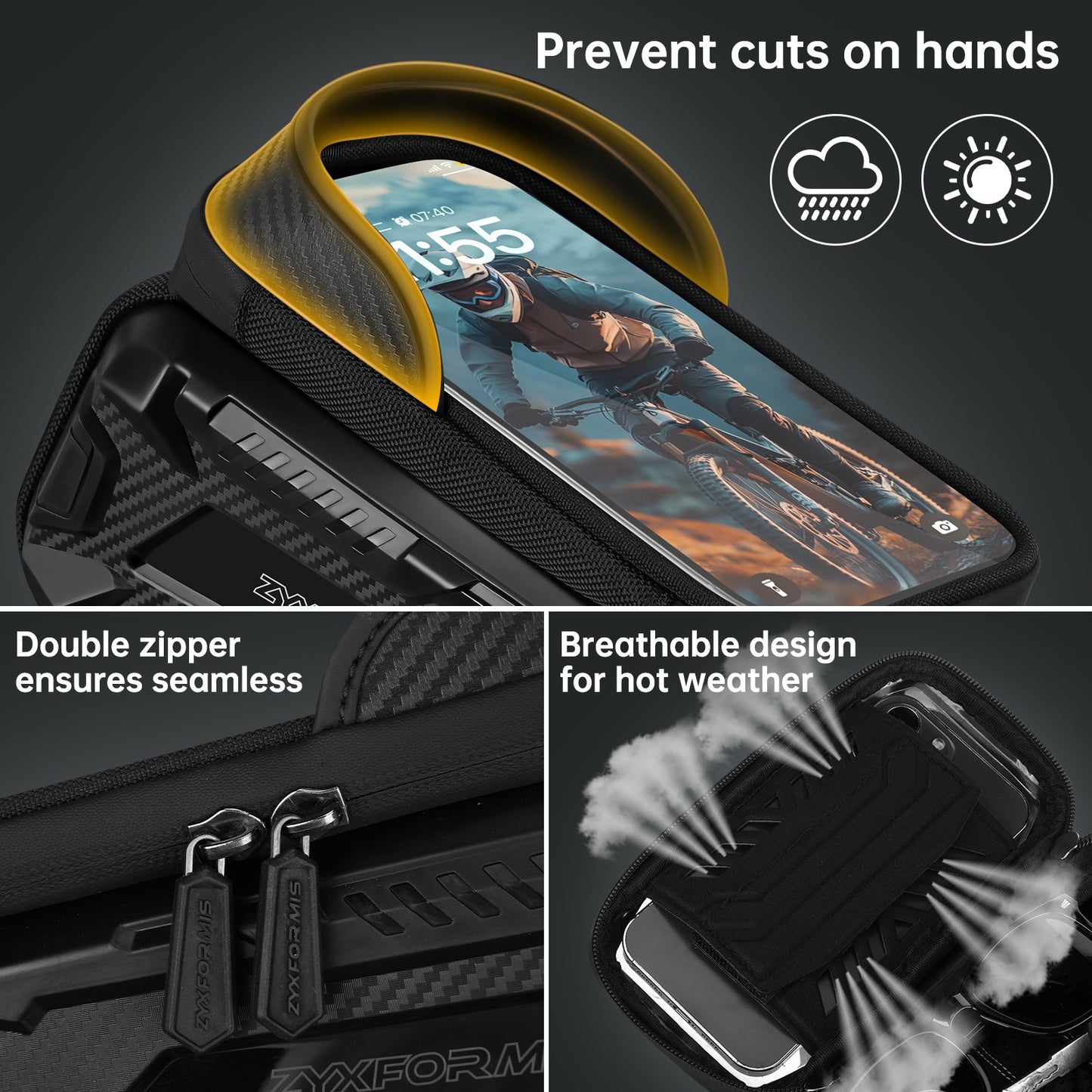 Zyxformis Cycling Frame Bag – 2L Waterproof Touch Screen