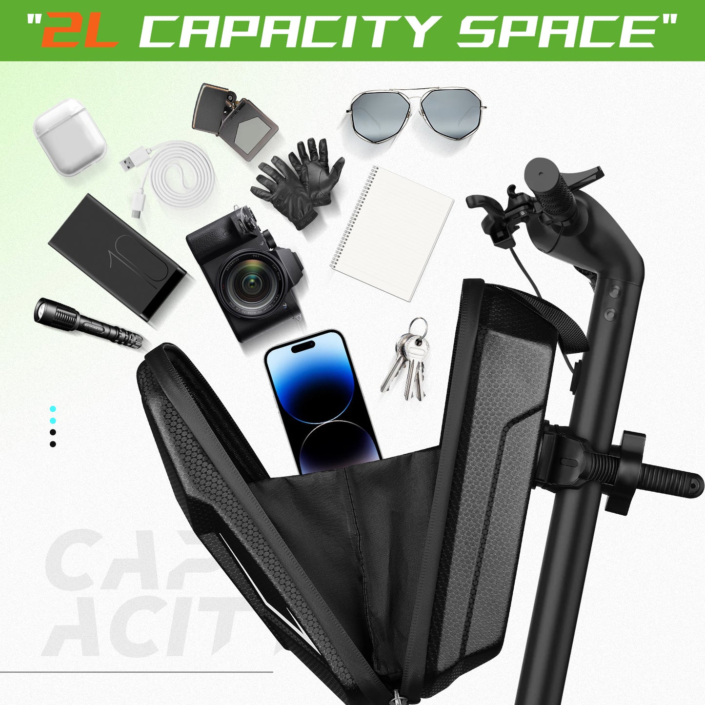 Zyxformis 2L Water-Resistant Multifunctional Scooter Bag – Fits Electric Scooters