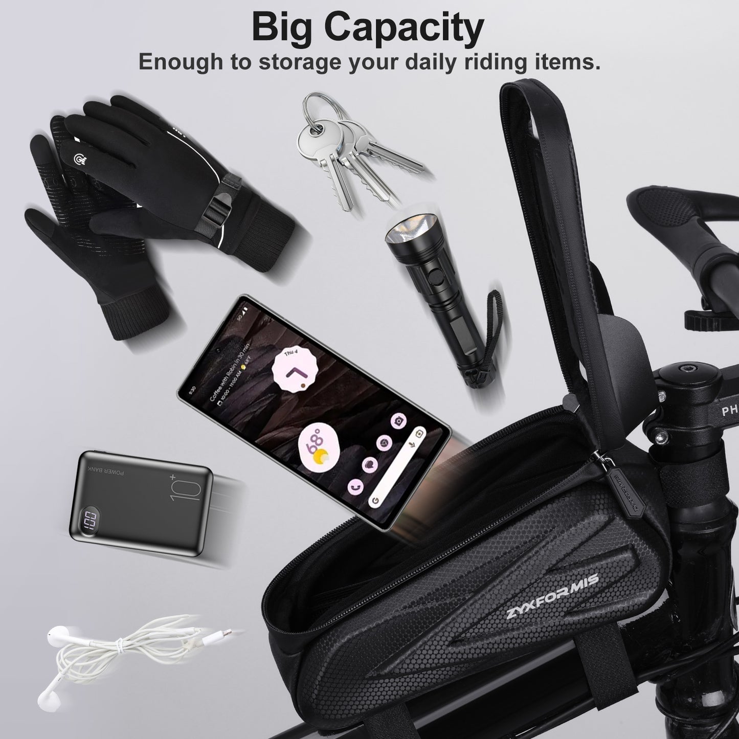 Zyxformis Water-Resistant Bike Top Tube Bag – Convenient, Durable & Easy Access