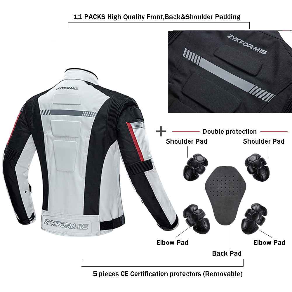 Zyxformis Men's Motorcycle Jacket – Waterproof, Windproof with CE Armor