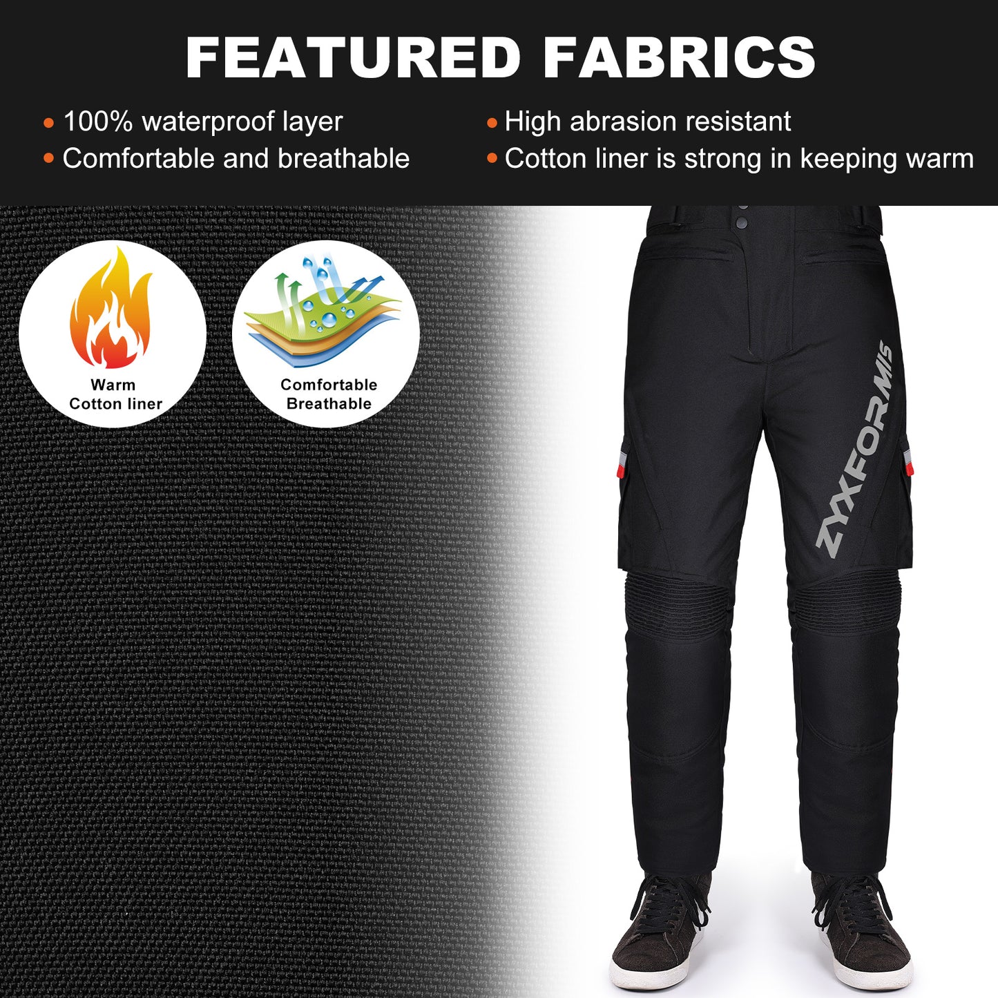 Zyxformis Men's Motorcycle Pants – CE Armor, All-Season Riding Gear