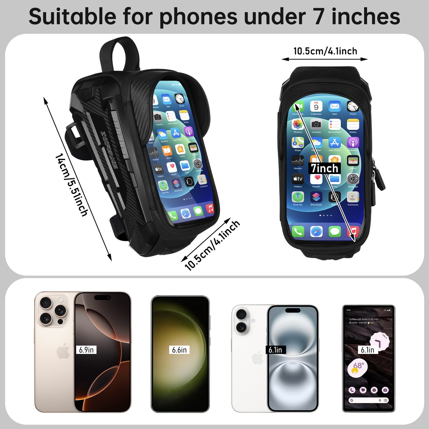 Zyxformis Cycling Frame Bag – 2L Waterproof Touch Screen