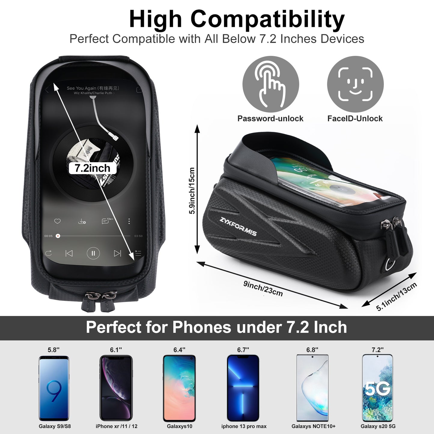 Zyxformis Water-Resistant Bike Top Tube Bag – Convenient, Durable & Easy Access
