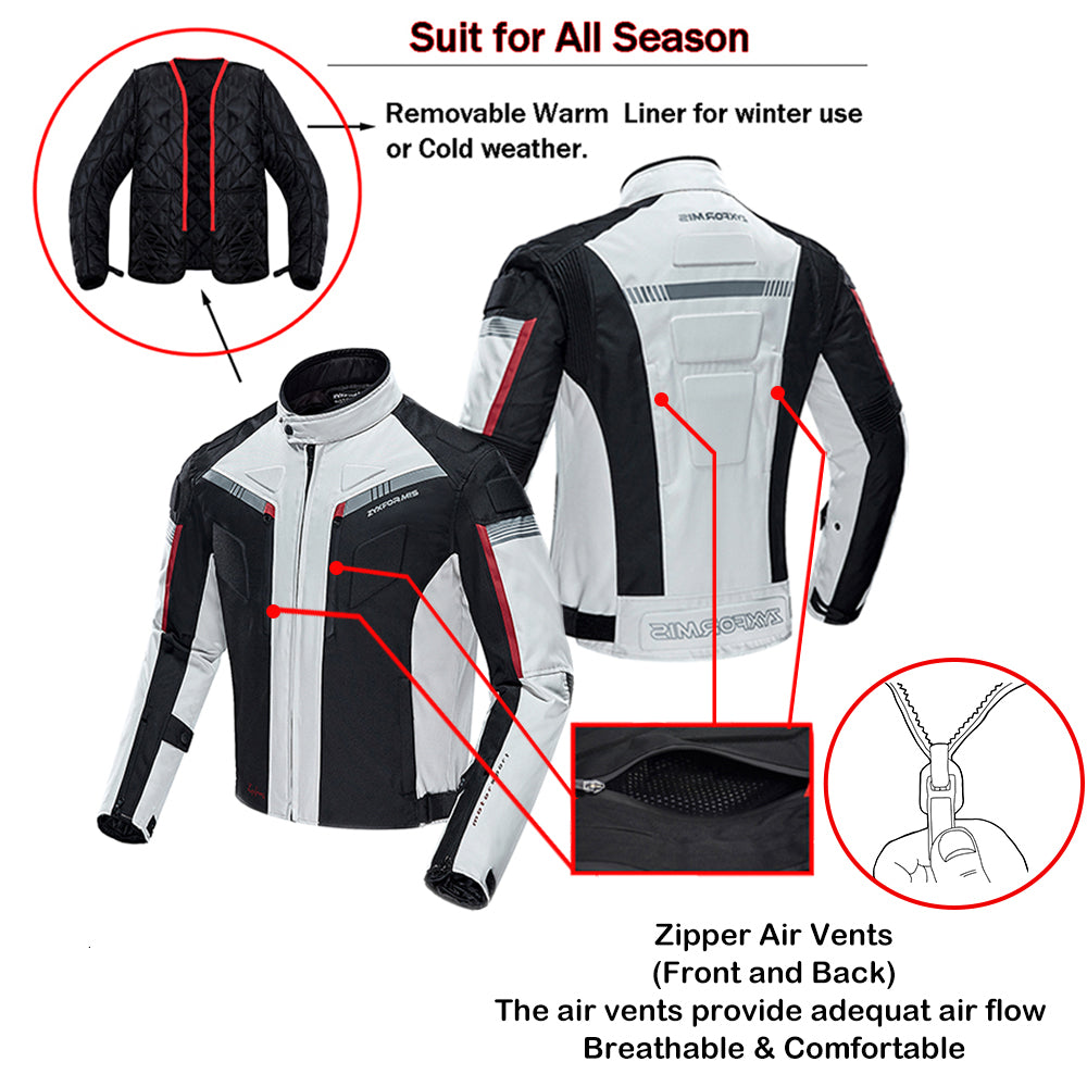 Zyxformis Men's Motorcycle Jacket – Waterproof, Windproof with CE Armor