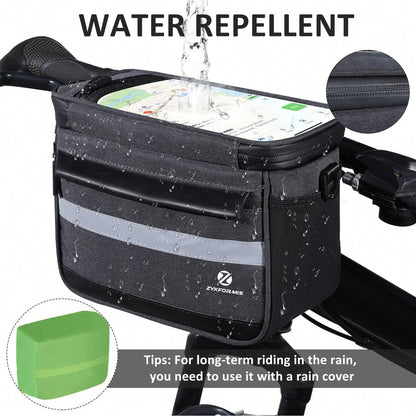 Zyxformis Bike Handlebar Bag – Large Waterproof Cycling Pouch