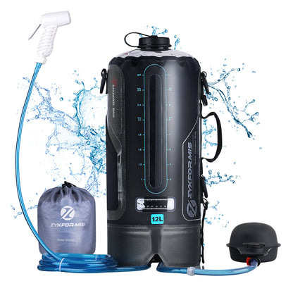 Zyxformis 12L/20L Camping Shower Bag – Portable TPU with Pump & Nozzle