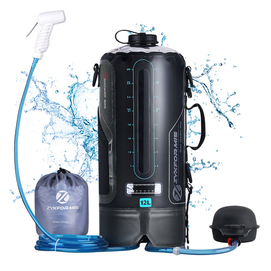 Zyxformis 12L/20L Camping Shower Bag – Portable TPU with Pump & Nozzle