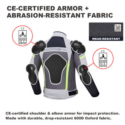 Zyxformis Motorcycle Jacket – Summer Mesh Riding Jacket with CE Armor