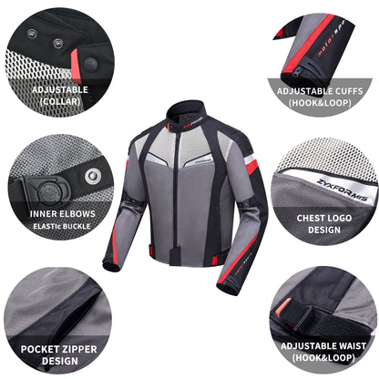 Zyxformis Motorcycle Jacket – Summer Mesh Riding Jacket with CE Armor