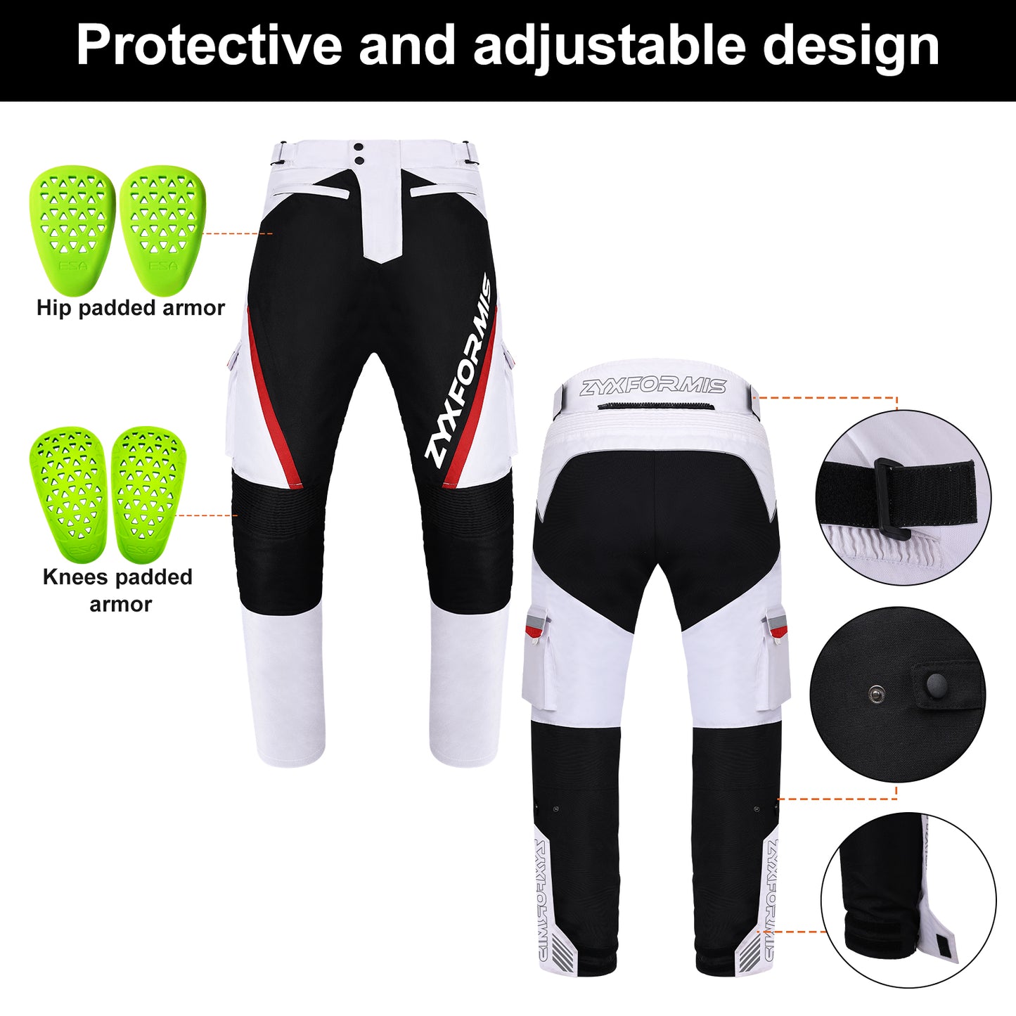 Zyxformis Men's Motorcycle Pants – CE Armor, All-Season Riding Gear