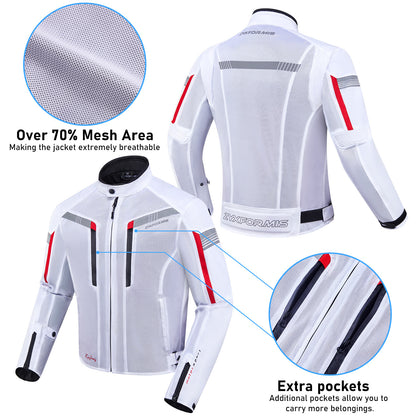 Zyxformis Summer Motorcycle Jacket – Summer Mesh, Reflective Design, CE Armor