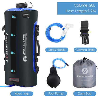 Zyxformis 12L/20L Camping Shower Bag – Portable TPU with Pump & Nozzle