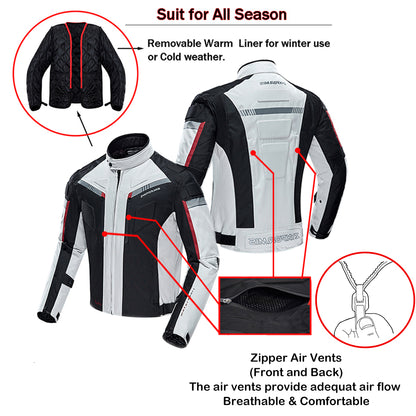 Zyxformis Men's Motorcycle Jacket – Waterproof, Windproof with CE Armor